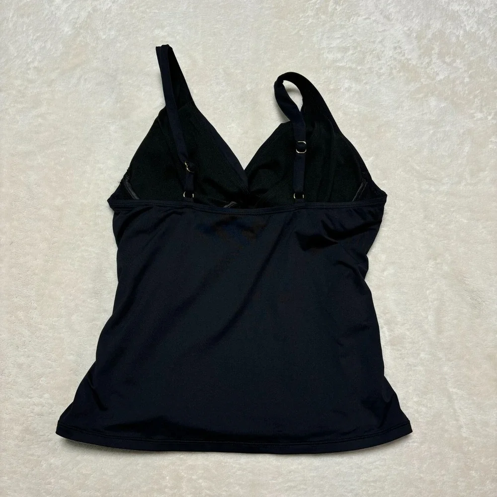 Lauren Ralph Lauren Womens Tankini Top Size 8 Black‎ Padded Beach Resortwear